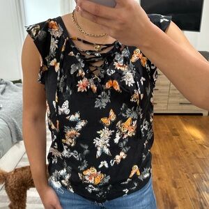 Kooples 100% Silk Butterfly Top